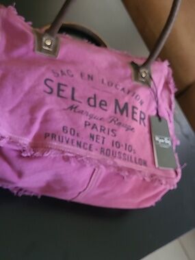 Myra Pink Canvas Tote Bag with Leather Handles